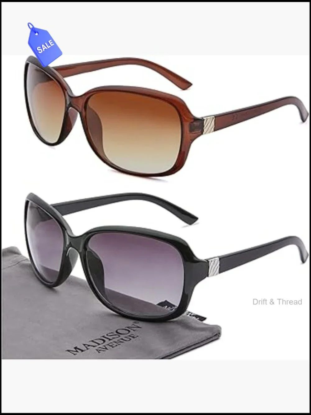 2 Pack Vintage Square Sunglasses for Women UV400 Protection Retro Shades